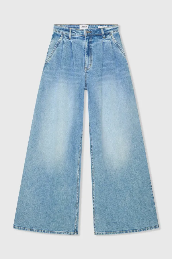 Wide-Leg Stretch High-Rise Jeans in Dollar Blue 786