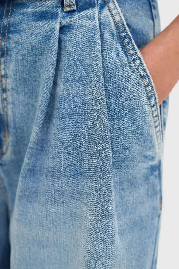 Weite Stretch-Jeans mit hoher Taille, Dollar-Blau, 786