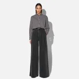 Wide Leg Jeans Stretch High Rise Dollar Zwart 813