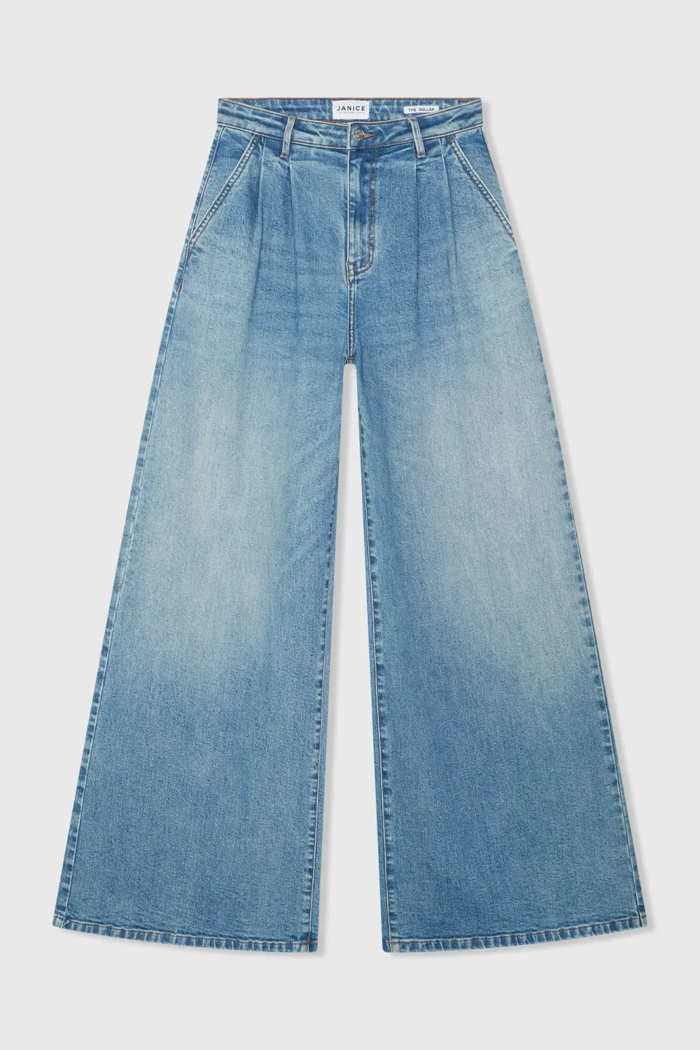 Weite Stretch-Jeans mit hoher Taille, Dollar-Blau, Größe 379