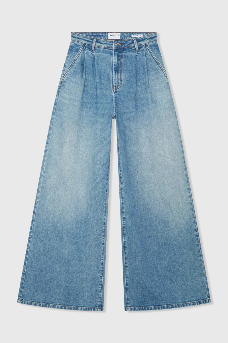 Weite Stretch-Jeans mit hoher Taille, Dollar-Blau, Größe 379