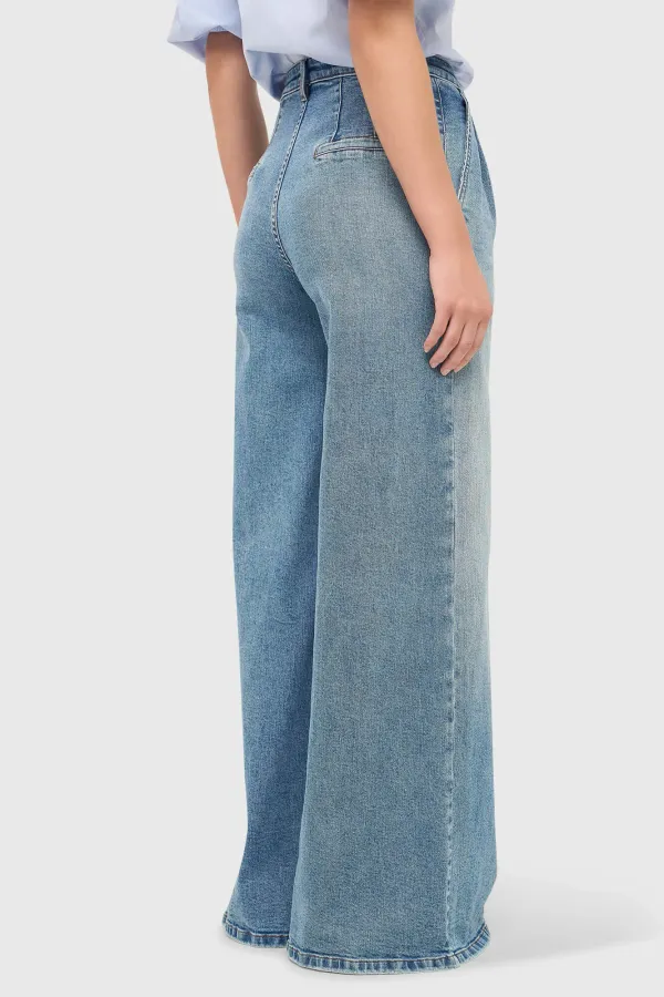 Weite Stretch-Jeans mit hoher Taille, Dollar-Blau, Größe 379