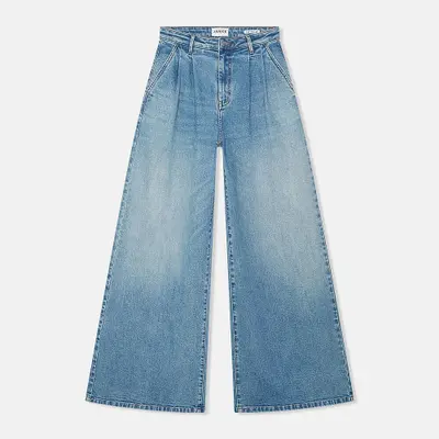 Wide Leg Jeans Stretch High Rise Stretch Dollar Blauw 379