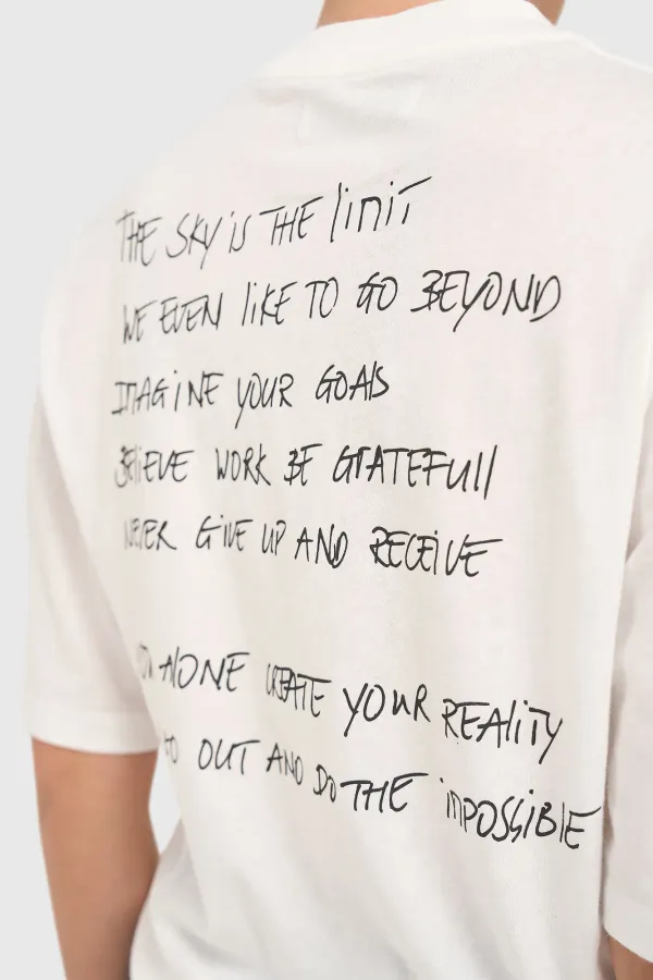 Weißes Damen-Shirt aus Baumwolle mit Adam-Aufdruck