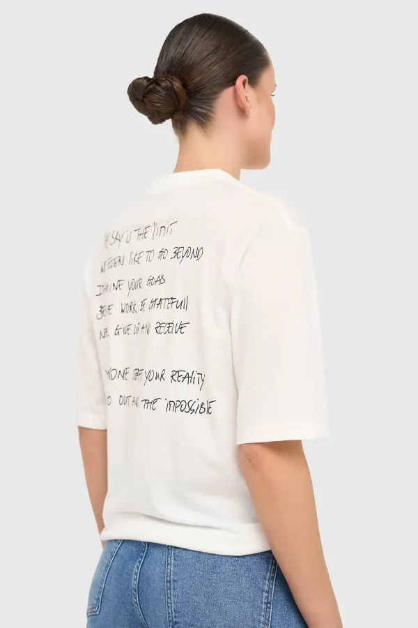 Weißes Damen-Shirt aus Baumwolle mit Adam-Aufdruck