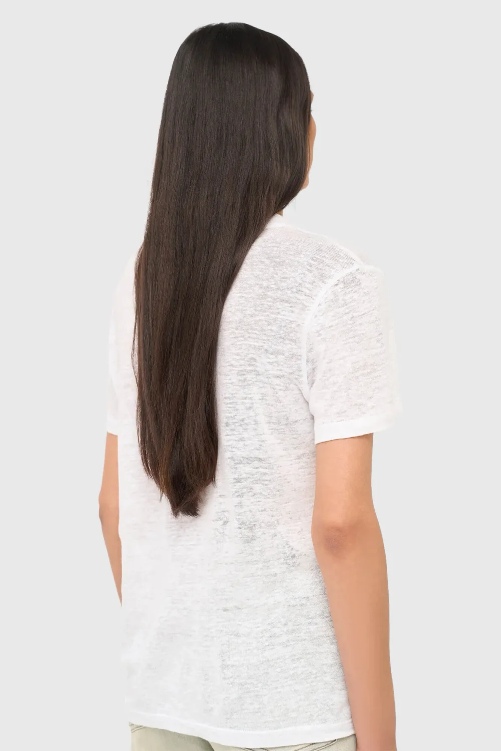 White Linen Women's Round-Neck Shirt Ron