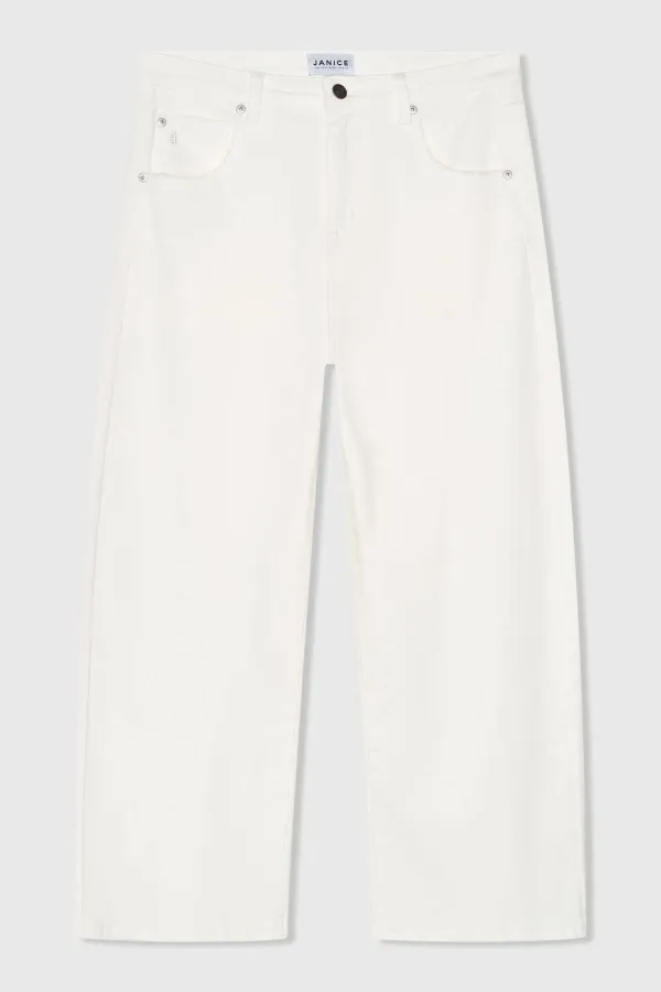 Witte Barrel Jeans Dames Mid Rise Baxter