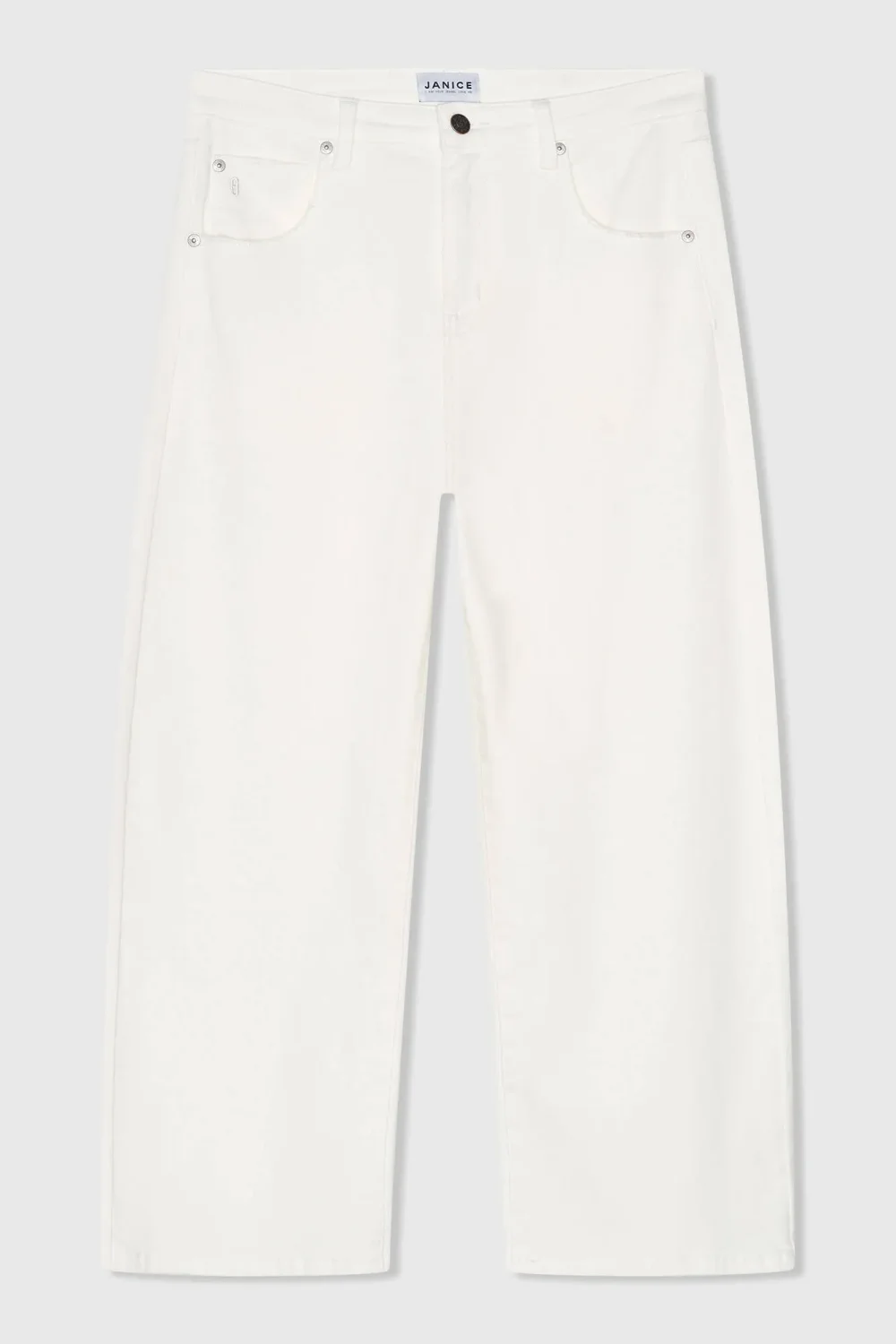 Weiße Barrel-Jeans für Damen, mittlere Leibhöhe, Baxter