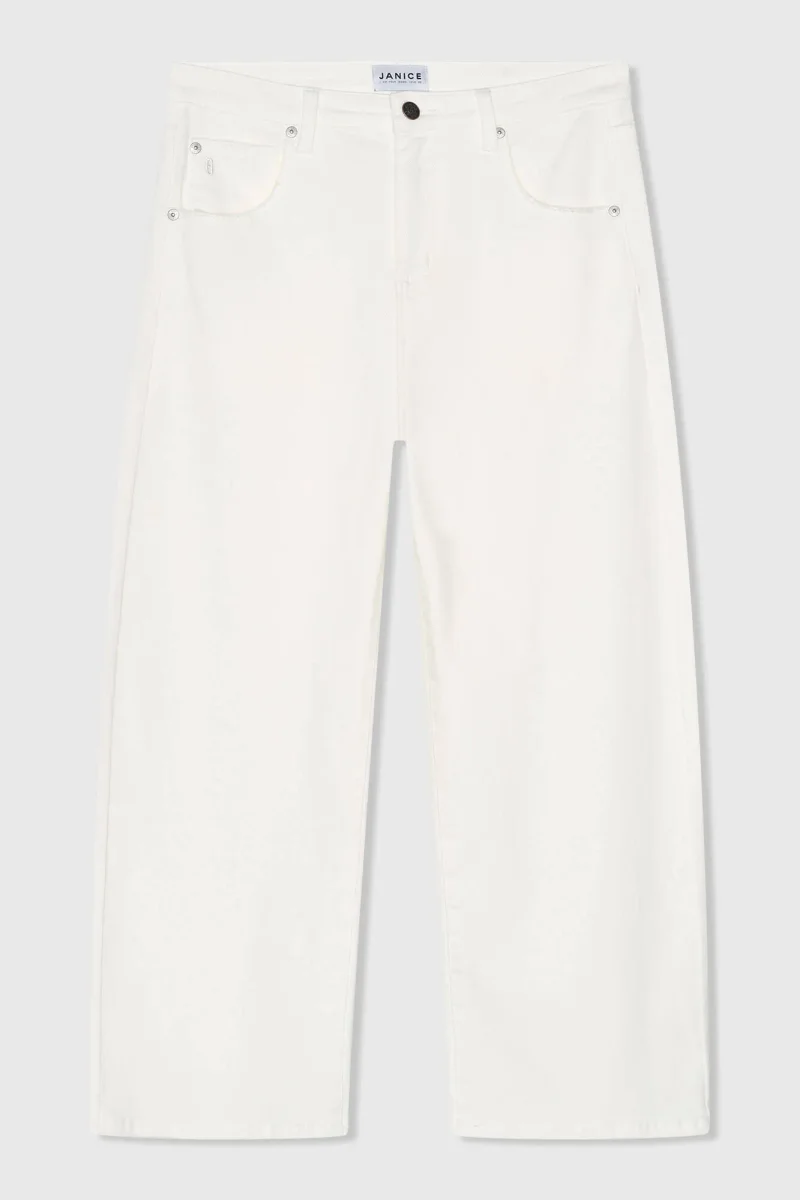 Weiße Barrel-Jeans für Damen, mittlere Leibhöhe, Baxter