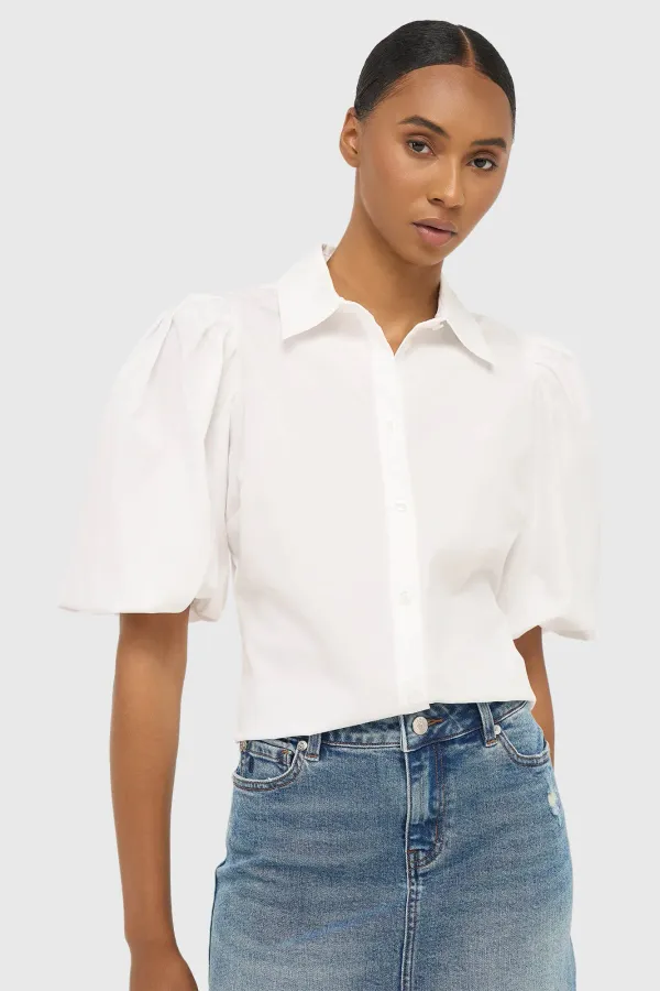 Weiße Baumwollbluse für Damen Lars Weiß