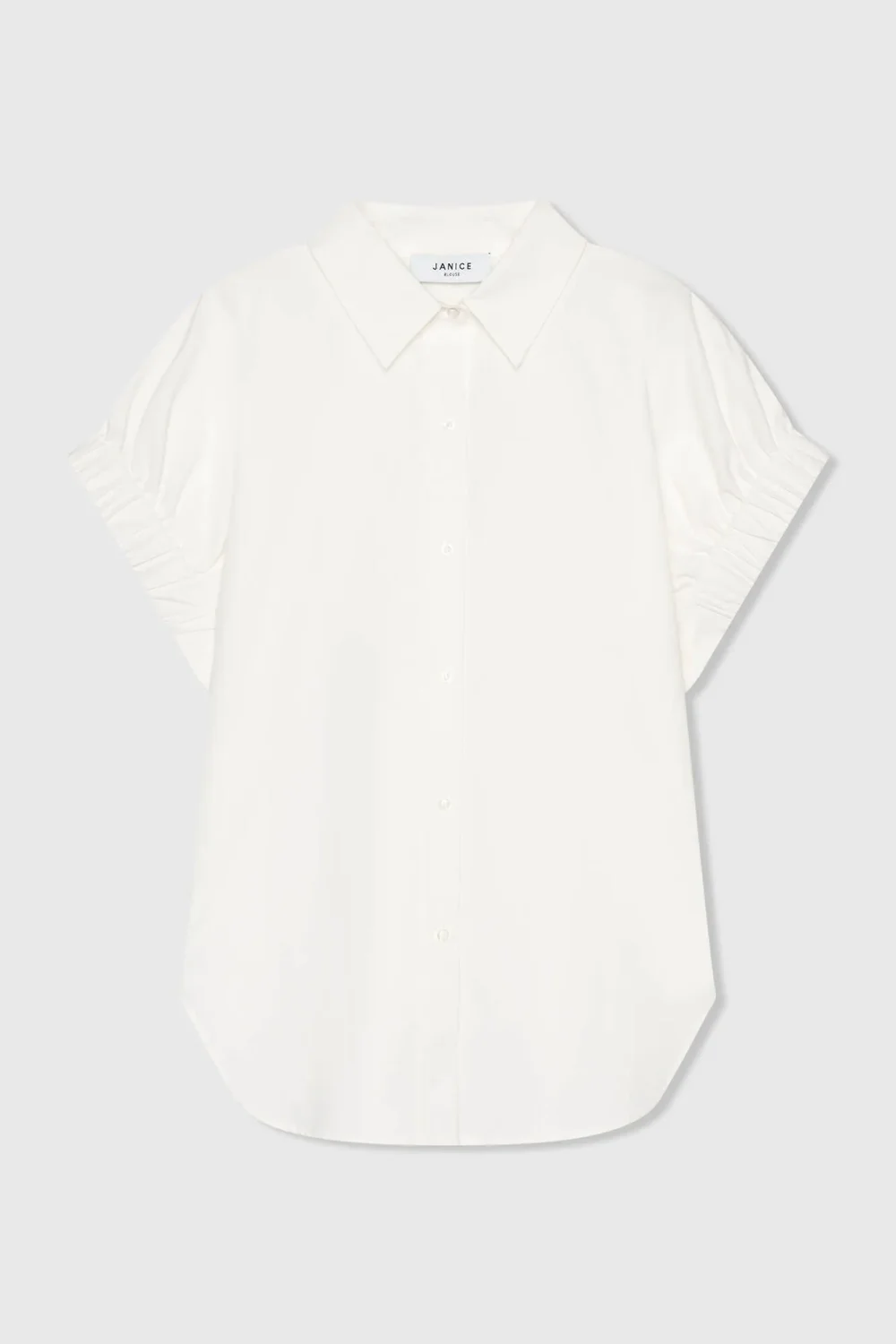White Cotton Women's Short-Sleeve Blouse by Yaro