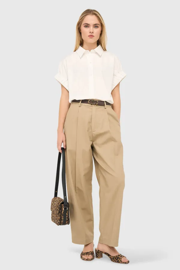 White Cotton Women's Short-Sleeve Blouse by Yaro