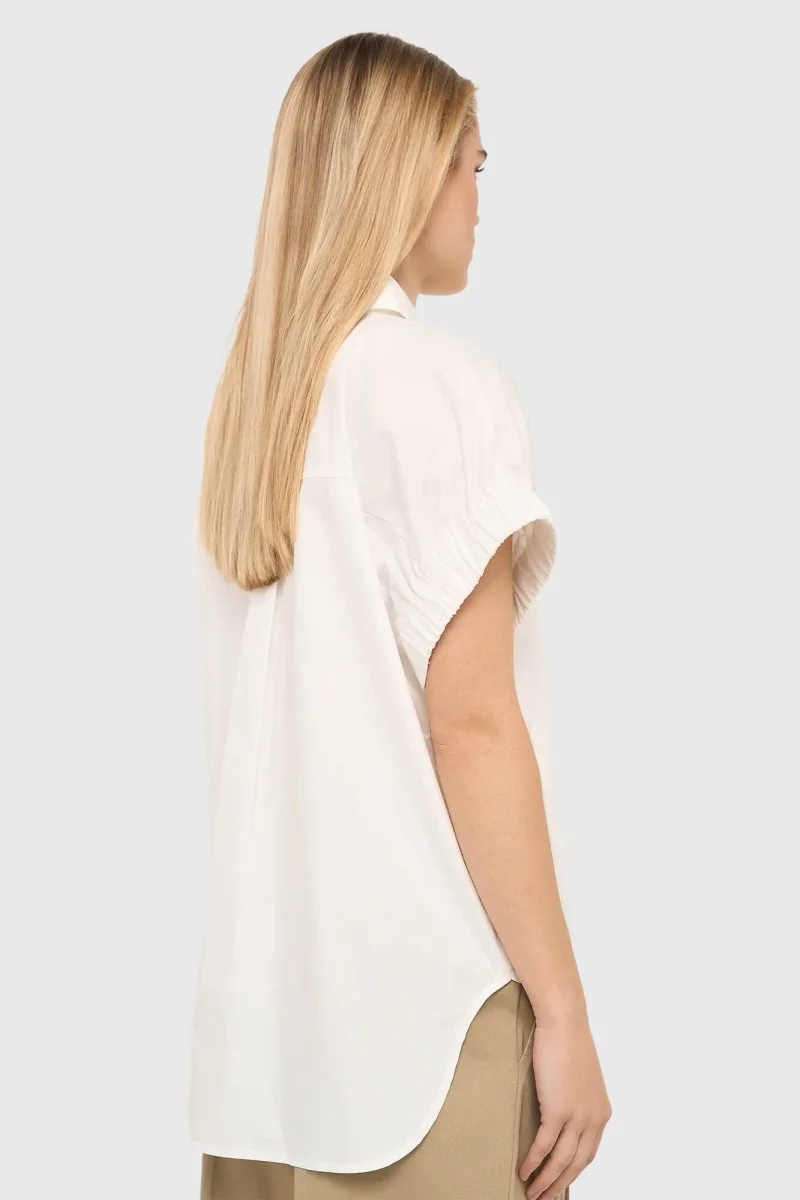 White Cotton Women's Short-Sleeve Blouse by Yaro
