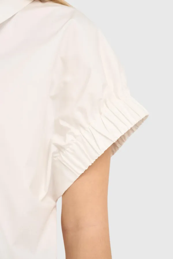 White Cotton Women's Short-Sleeve Blouse by Yaro