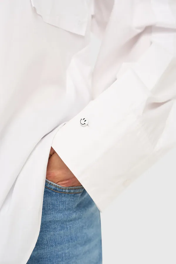 White Cotton Oversized Women's Blouse Phil