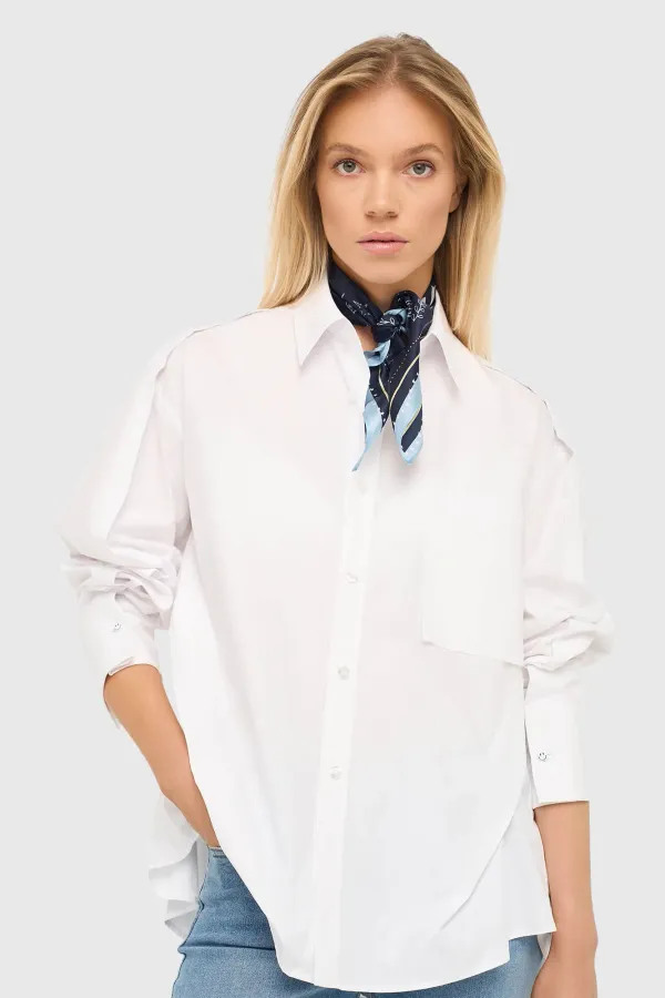 White Cotton Oversized Women's Blouse Phil