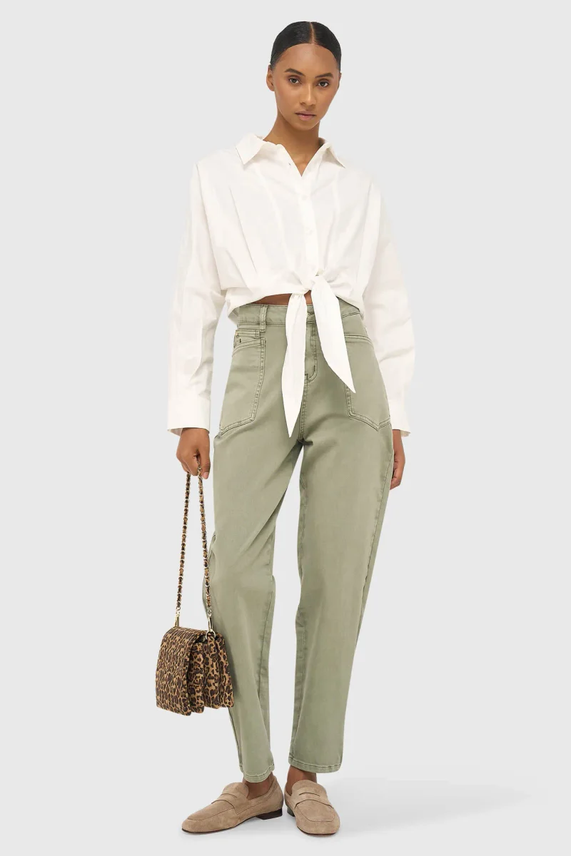 White Cotton Bow Blouse for Women by David