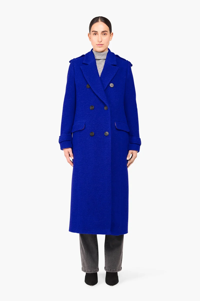 Wollen Lange Dames Jas Lennon Blauw