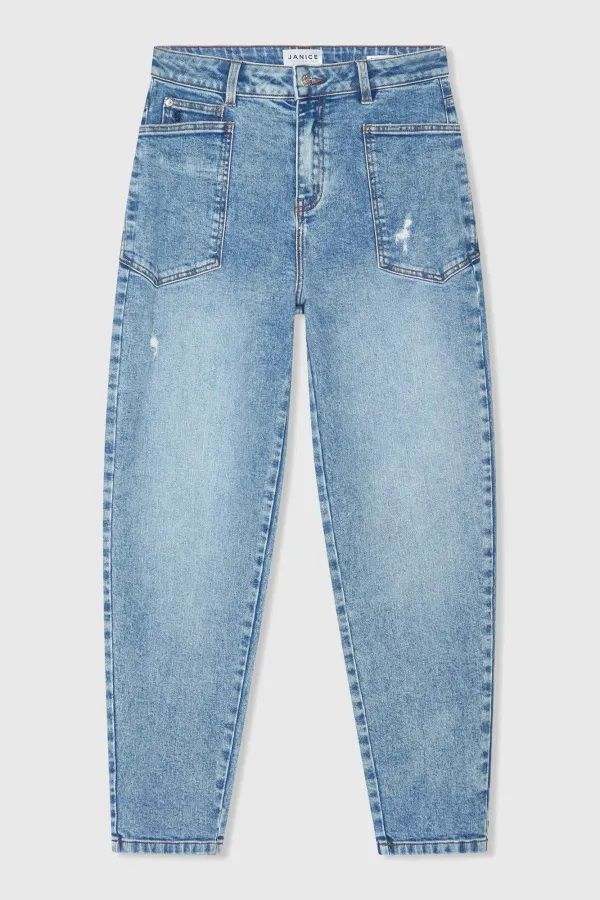 Women's Worker Jeans, Barrel Fit, Stretch, Mid-Rise, Morrison Blue, Size 379