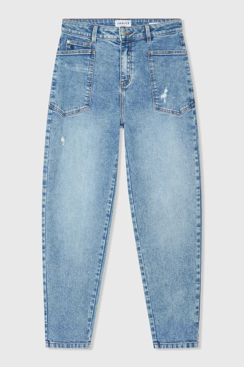 Women's Worker Jeans, Barrel Fit, Stretch, Mid-Rise, Morrison Blue, Size 379