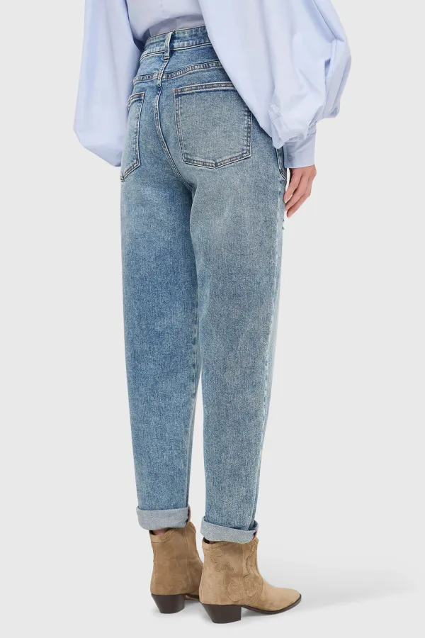 Women's Worker Jeans, Barrel Fit, Stretch, Mid-Rise, Morrison Blue, Size 379