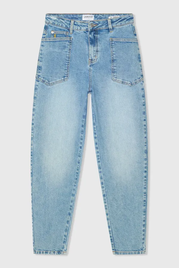 Worker Jeans Dames Barrel Fit Stretch Mid Rise Morrison Blauw 786