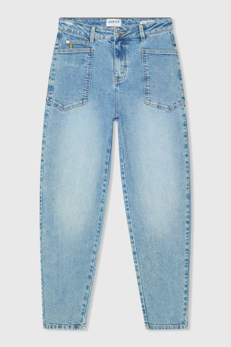 Women's Worker Jeans, Barrel Fit, Stretch, Mid Rise, Morrison Blue, 786