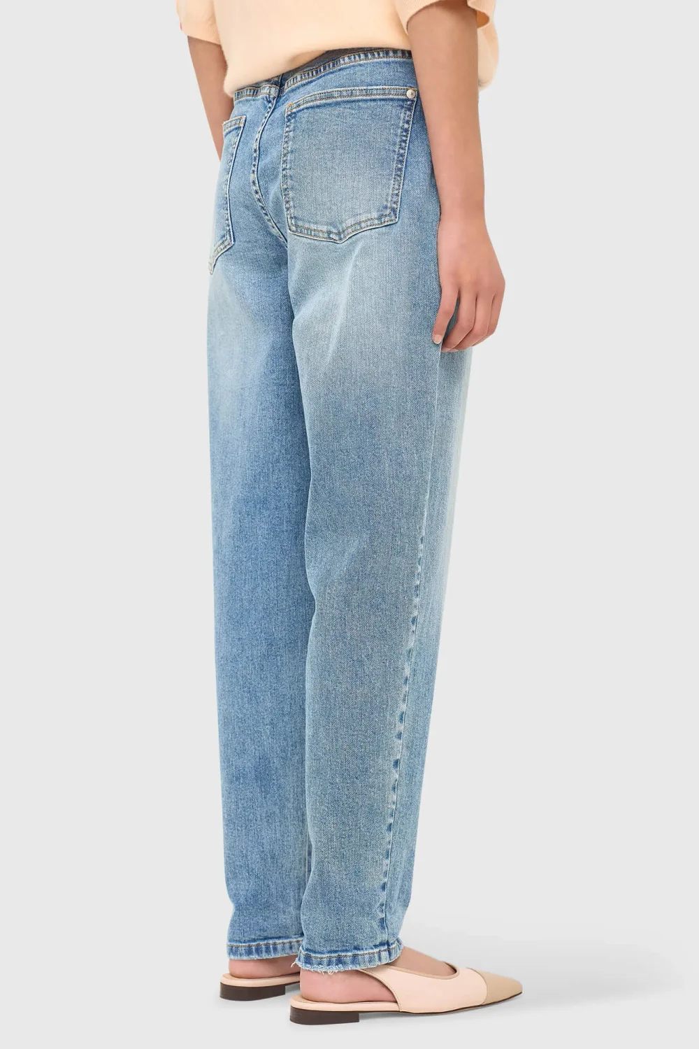 Women's Worker Jeans, Barrel Fit, Stretch, Mid Rise, Morrison Blue, 786