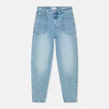 Worker Jeans Dames Barrel Fit Stretch Mid Rise Morrison Blauw 786