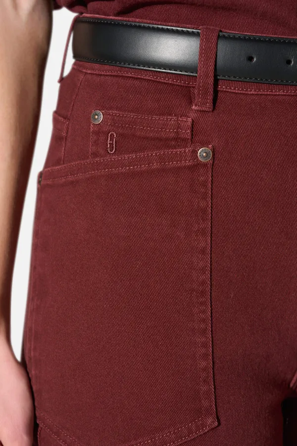Worker Jeans Dames Barrel Fit Stretch Mid Rise Morrison Burgundy
