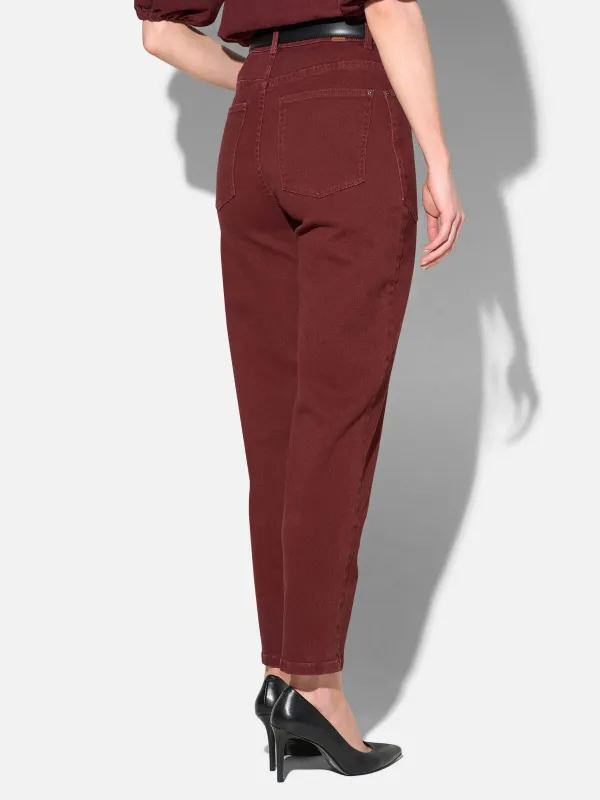 Worker Jeans Dames Barrel Fit Stretch Mid Rise Morrison Burgundy