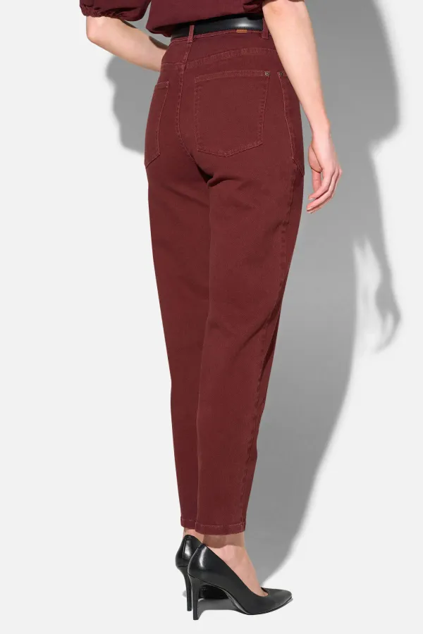Worker Jeans Dames Barrel Fit Stretch Mid Rise Morrison Burgundy