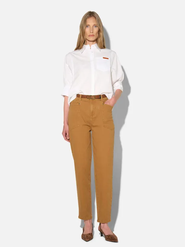 Worker Jeans Dames Barrel Fit Stretch Mid Rise Morrison Cognac
