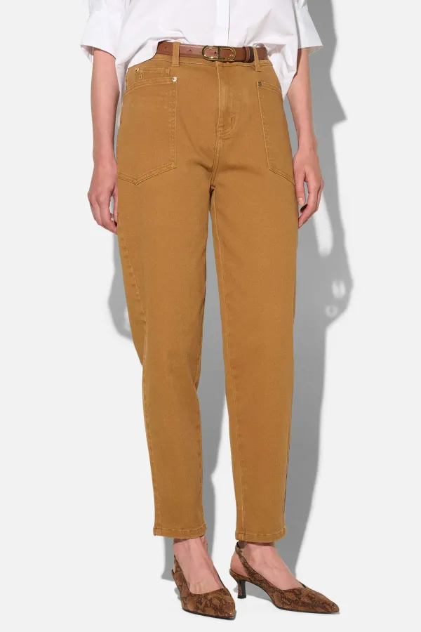 Worker Jeans Dames Barrel Fit Stretch Mid Rise Morrison Cognac