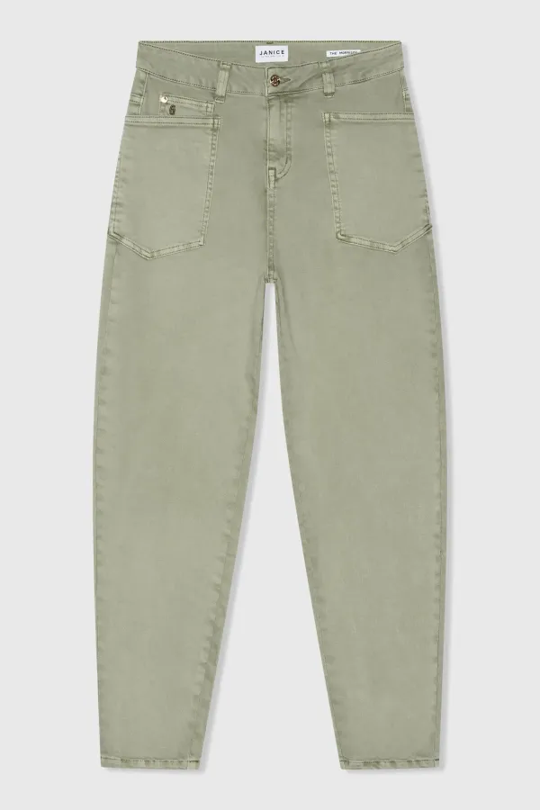 Women's Worker Jeans, Barrel Fit, Stretch, Mid-Rise, Morrison Green 943