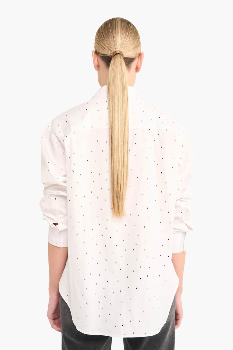 Katoenen Blouse Dames Steentjes Kygo Wit