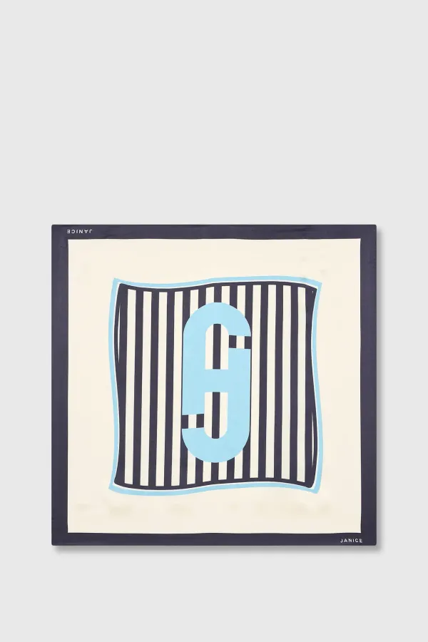 Seidenschal für Damen, Effron-Print, blau gestreift