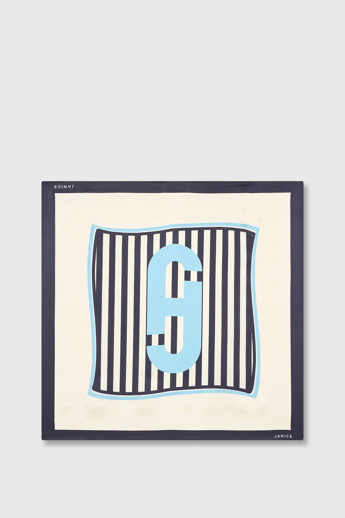 Zijden Sjaal Dames Print Effron Blauw Gestreept