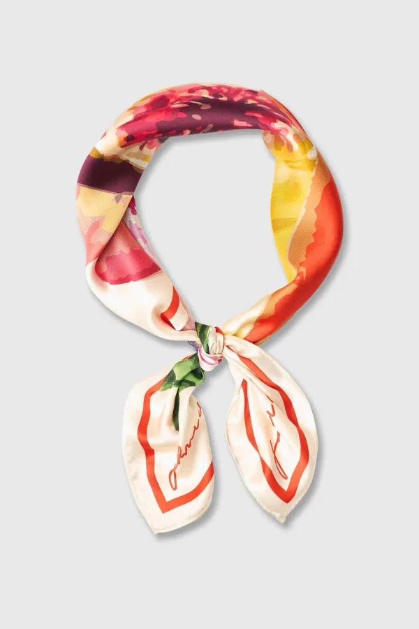 Seidenschal für Damen, Print „Effron“, mehrfarbige Blumen