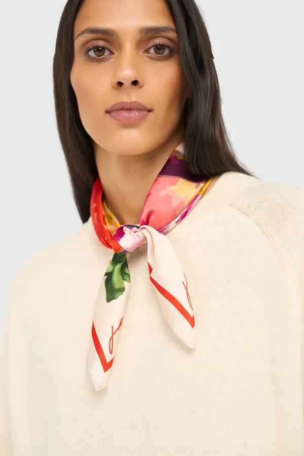 Seidenschal für Damen, Print „Effron“, mehrfarbige Blumen