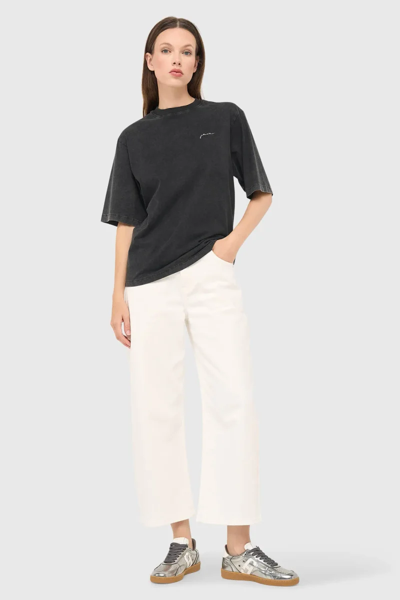 Schwarzes Damen-Shirt aus Baumwolle mit Schlangenprint – Adam