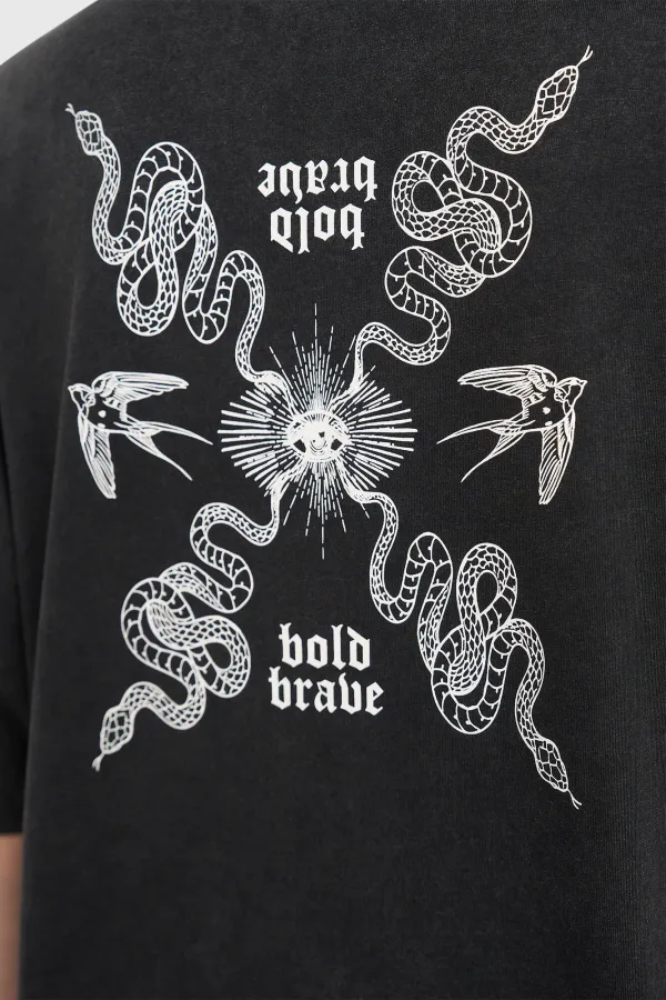 Schwarzes Damen-Shirt aus Baumwolle mit Schlangenprint – Adam