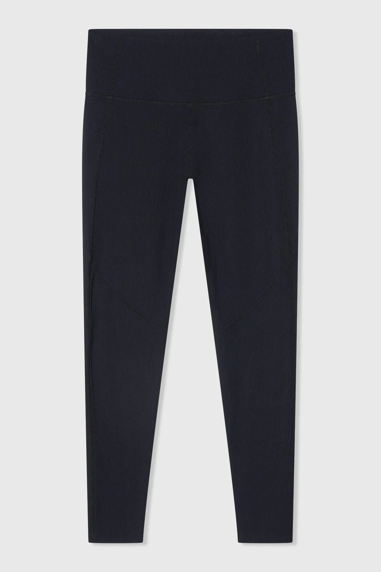 Women's Black Ribbed Sports Activewear Leggings Ye