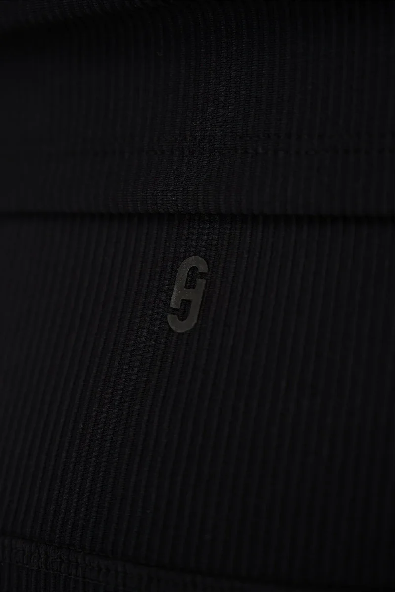 Women's Black Ribbed Sports Activewear Leggings Ye
